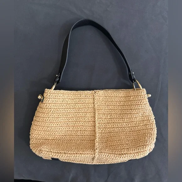 Strathberry Lana hobo raffia black bag leather straps handmade in Spain - Picture 4 of 12